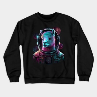 Llama Astronaut Alpaca in Outer Space Cosmic Galaxy Crewneck Sweatshirt